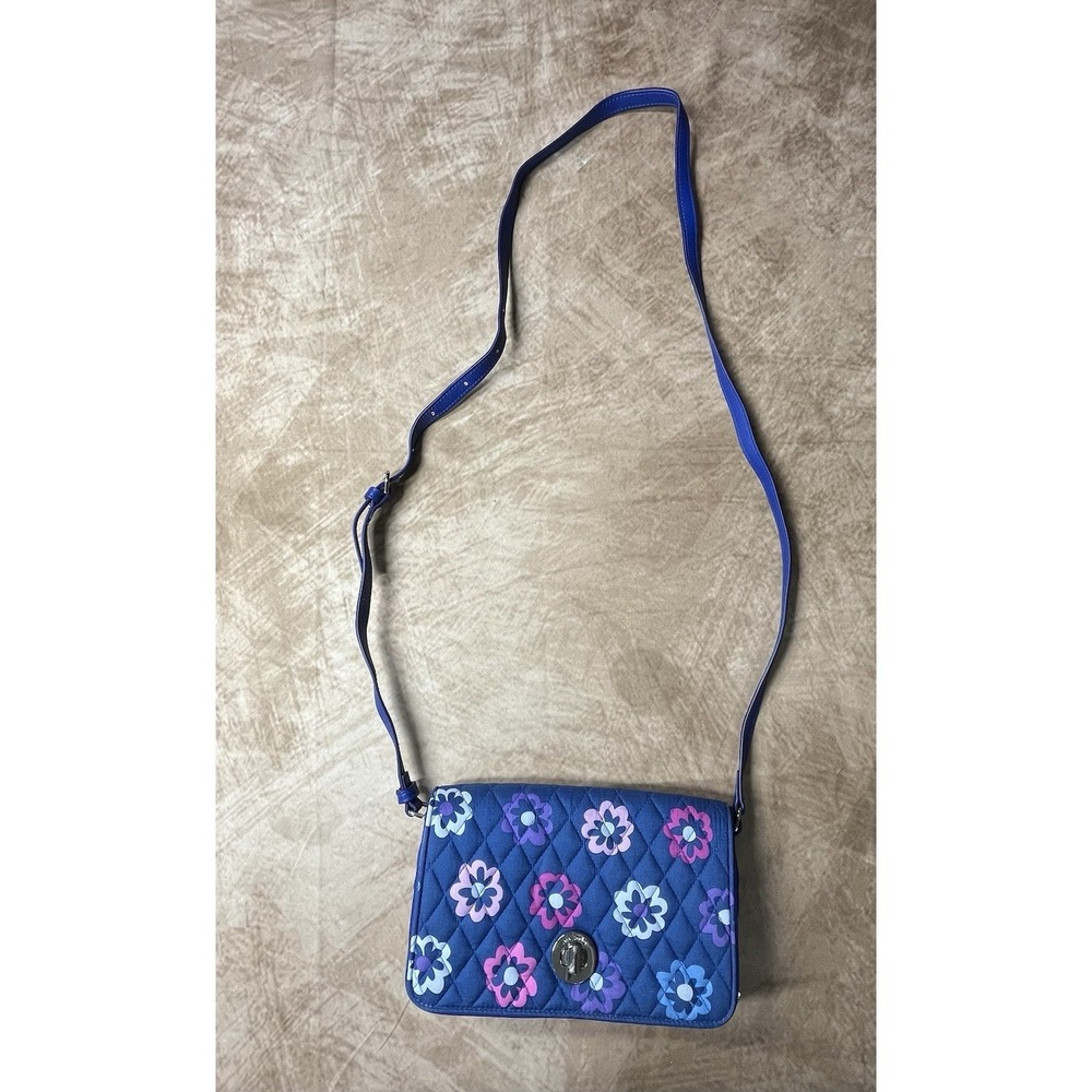 Blue With Purple And Pink Flowers Shoulder Bag By Vera Bradley New With Tags